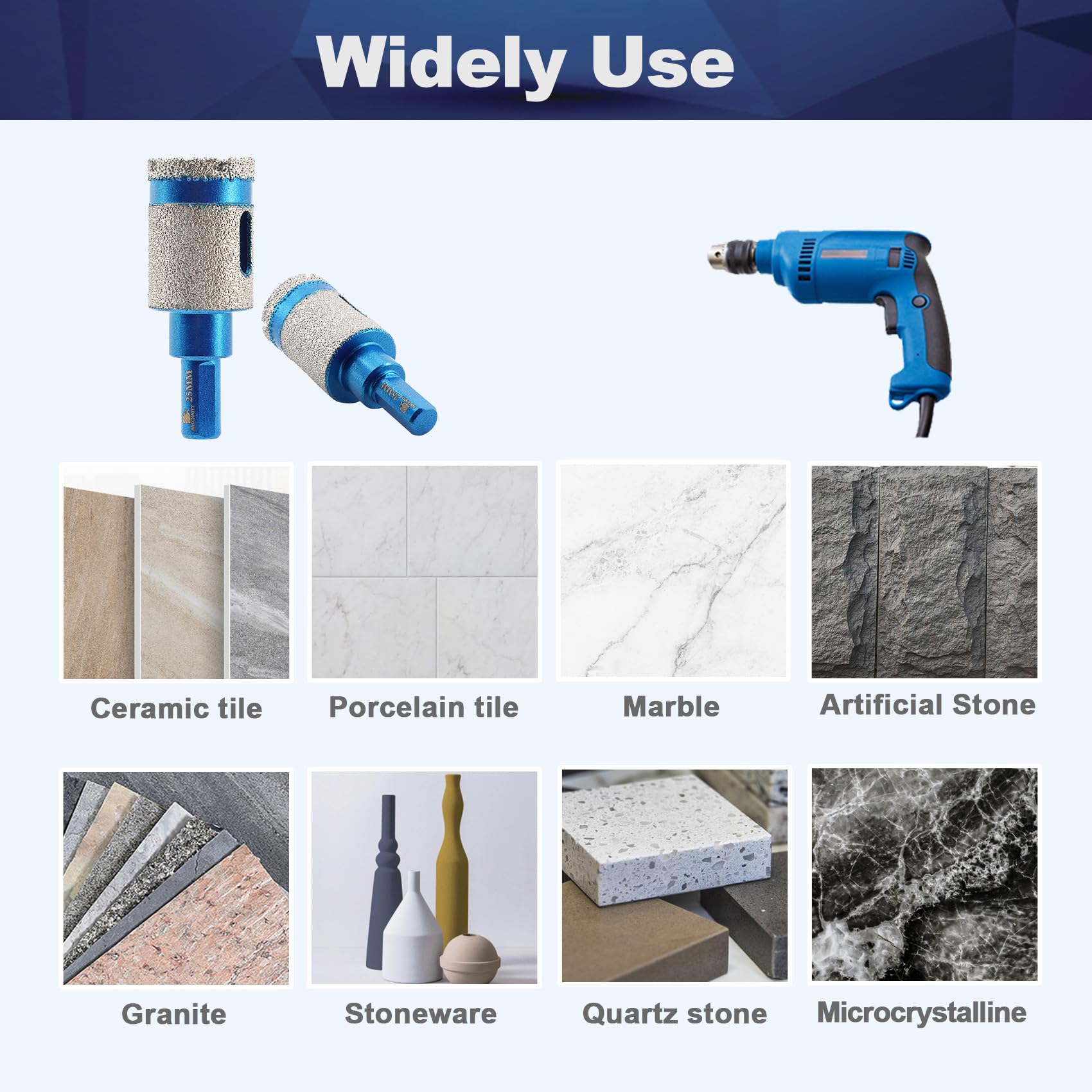 Dry Diamond Core Drill Bit,BRSCHNITT 1 inch Diamond finger milling bit Triangle Shank for Porcelain Tile Ceramic Stone Granite Marble - Image 4
