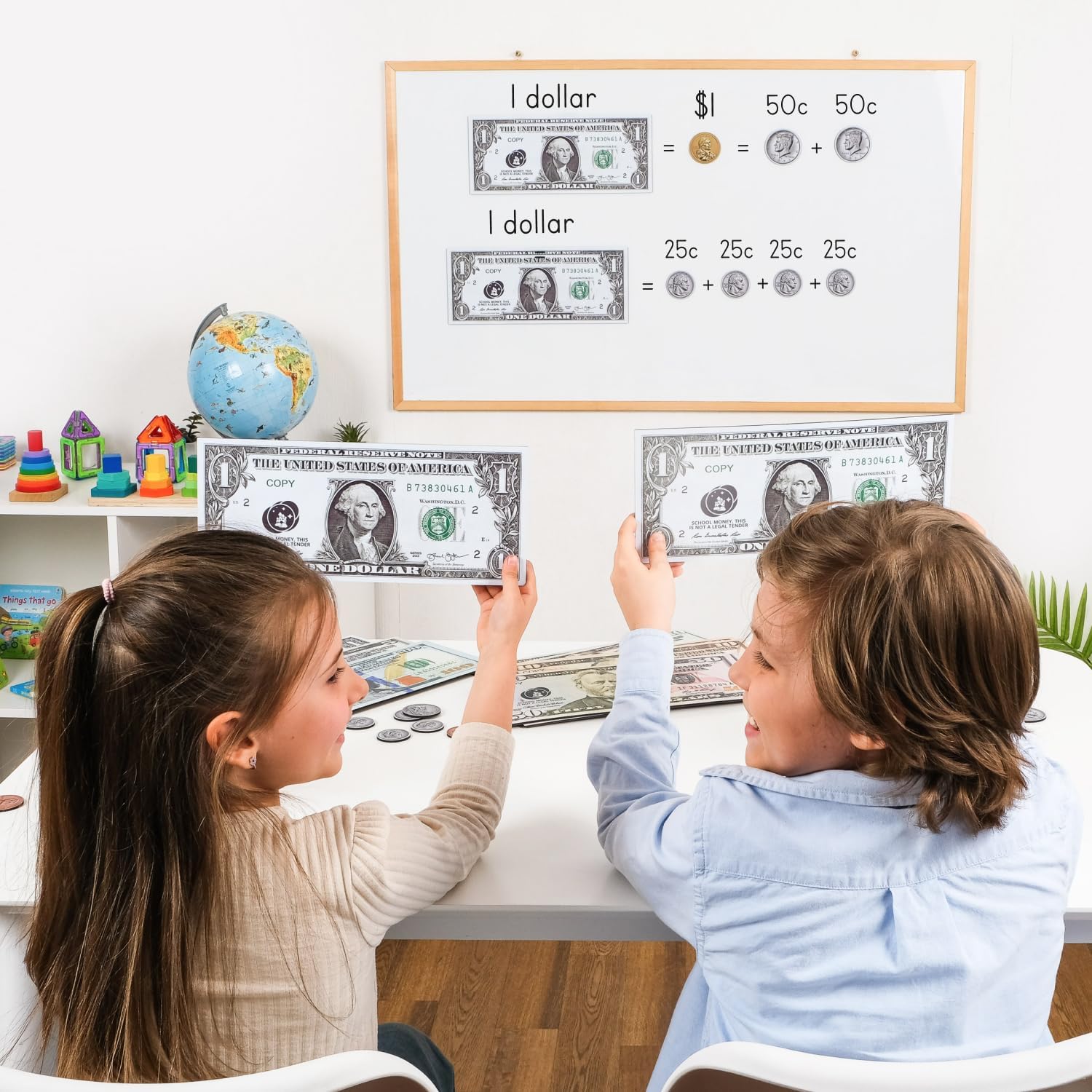 Simply magic 57 PCS Jumbo Magnetic Money - Large Play Money for Kids for Learning, Pretend Money for Classroom Teaching, Toy Money Class Money Set, Magnetic Coins, Money Games, Money Manipulatives