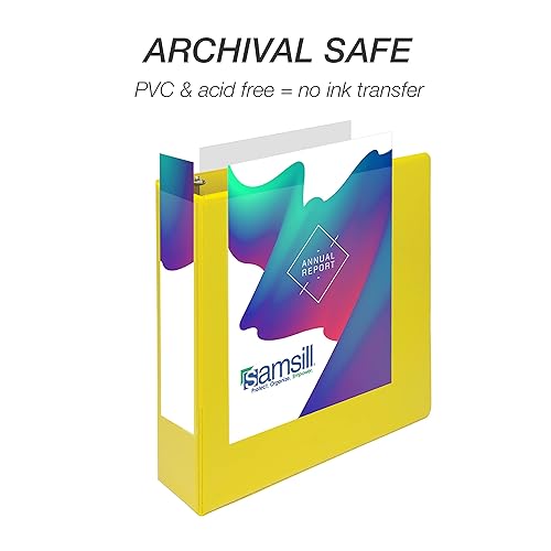 Vista 215 de Samsill Carpeta duradera de 1.5 pulgadas, fabricada en los Estados Unidos, carpeta de anillos en D, carpeta transparente personalizable, color Negro