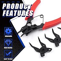 Vista 3 de Glarks 3 piezas de herramienta de sujeción de embrague de CA ajustable, soporte de embrague y alicates de anillo de presión 4 en 1 con kit