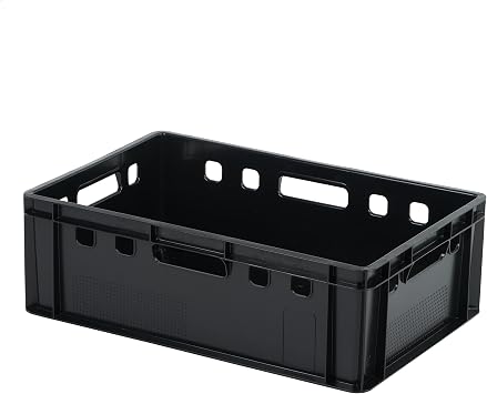 Pallet E2 Crates 60 x 40 x 20 cm Meat Box Storage Box Butcher Crate – Pack of 40 in Black