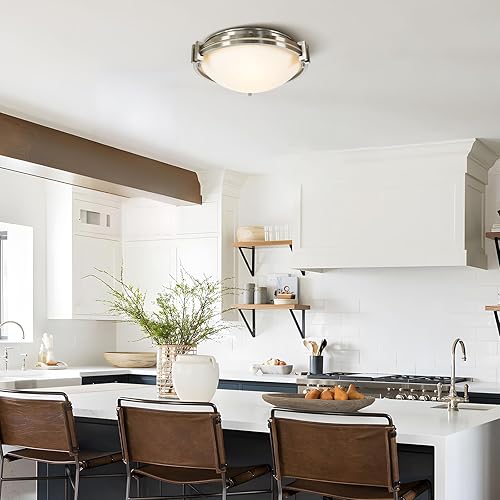 Miniatura 6 de Lámpara de techo de montaje empotrado, lámpara de techo de granja con vidrio semillado, moderna lámpara de techo en acabado negro para cocina,