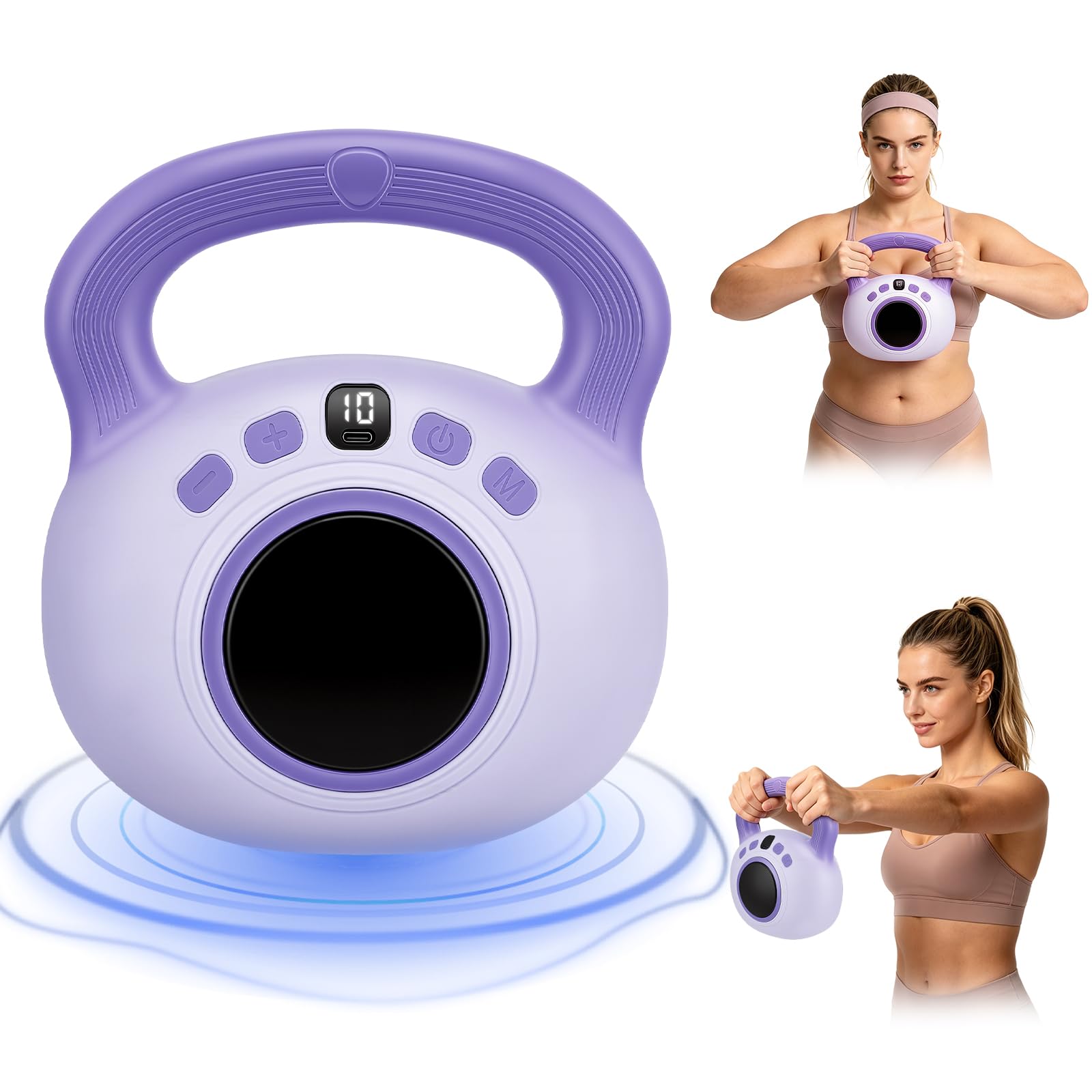 Kettlebell Vibrante Elettrica 9 in 1 da 1,4kg per Donna, 35 Livelli Regolabili con Display LCD, Brucia Grassi, Rimodellamento Corporeo, Drenaggio Linfatico e Miglioramento Circolazione