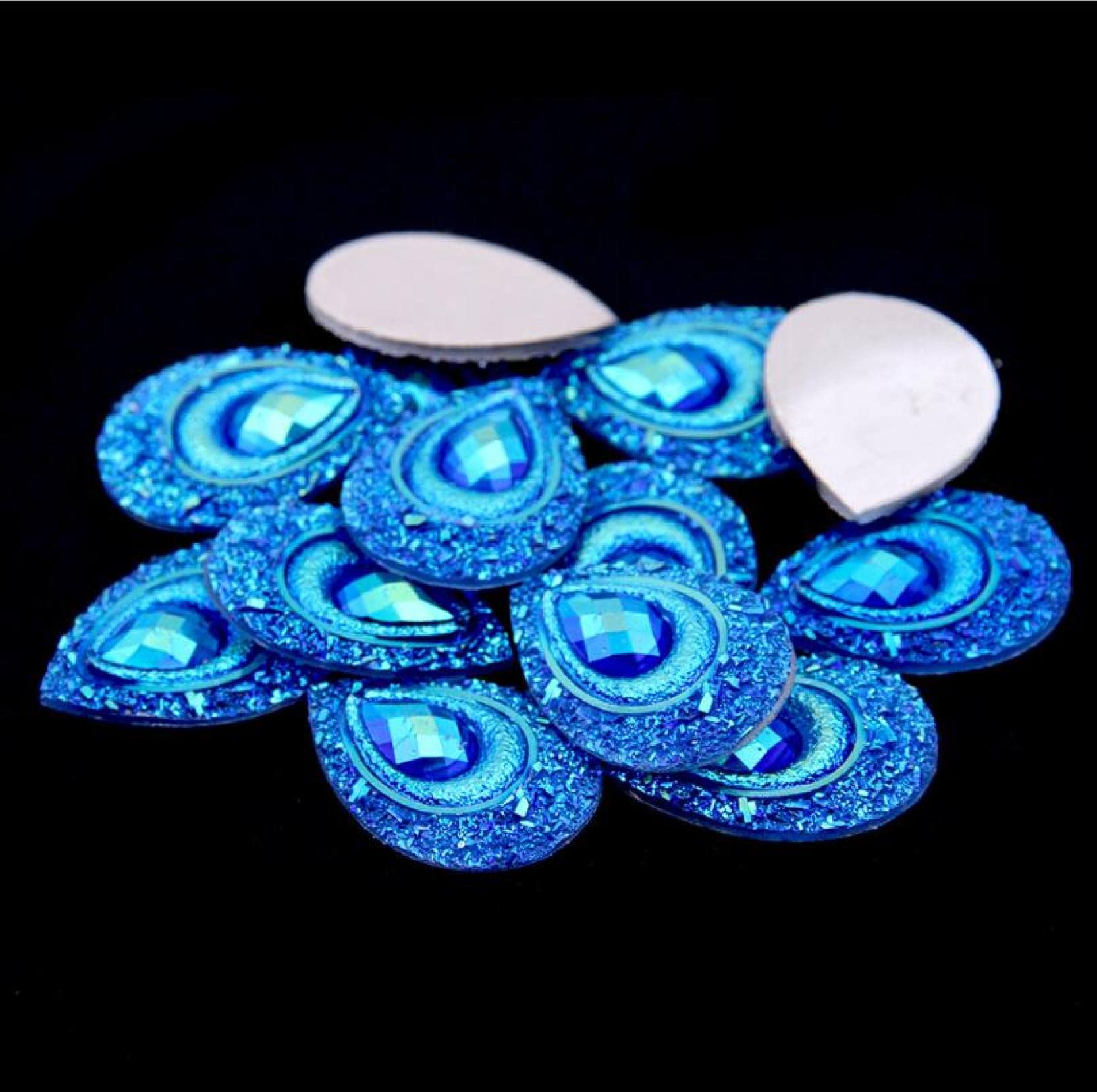 Strass en verre AB goutte bleu nuit éclat cristal pour haute couture
