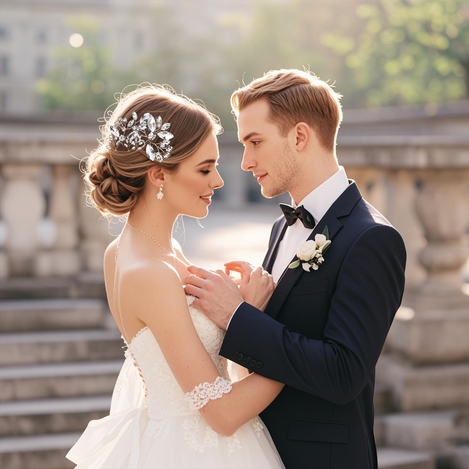 Set di 10 forcine per capelli da sposa, in argento, con strass, squisiti stili di cristallo, per matrimoni, feste, damigelle d'onore, ragazze