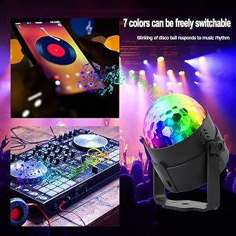 Disco Lights, SEBRUANC Mini Disco Ball LED Party Lamp Music Controlled Disco DJ 360° Rotating Ball Light 3W RGB Stage Lights with Remote Control for Home Parties Birthday KTV Party Christmas 1pc [Energy Class E]
