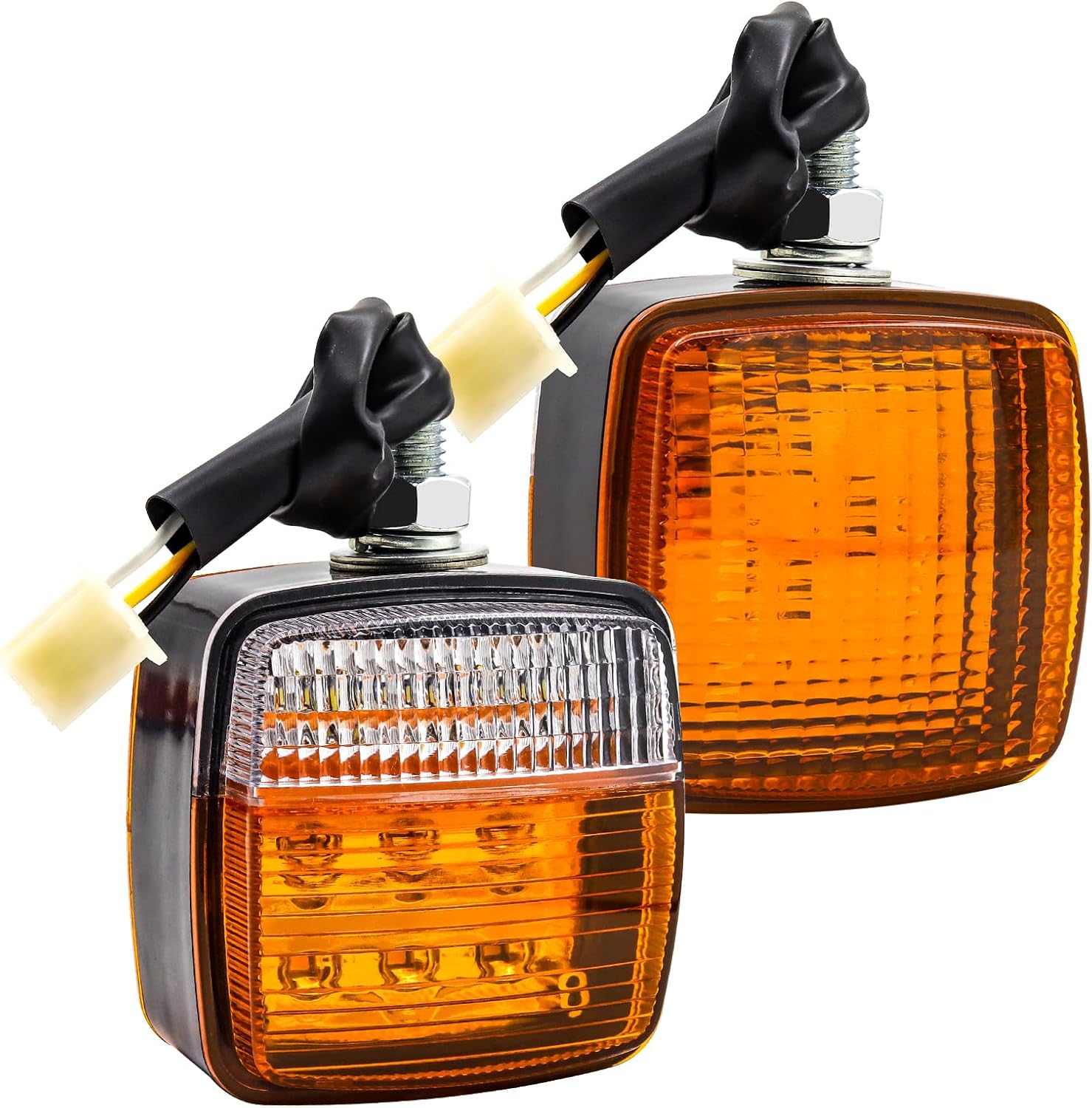 Double Faced Square Forklift LED Lights, Led Truck Trailer Turn Signal & Side Marker Lights, Forklift Light with Amber/White 13-LED 12v for forklift, 2pcs