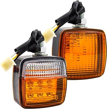 Double Faced Square Forklift LED Lights, Led Truck Trailer Turn Signal & Side Marker Lights, Forklift Light with Amber/White 13-LED 12v for forklift, 2pcs