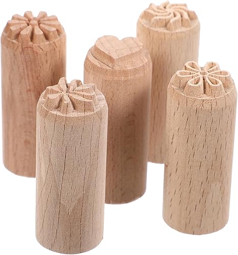 Miniatura 8 de Juego de 5 sellos de madera para cerámica, de madera, arcilla, columna para manualidades, álbumes de recortes y textura de cerámica
