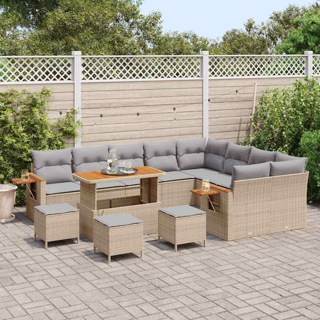 Conjunto modular de 14 piezas de polirratán para jardín, color