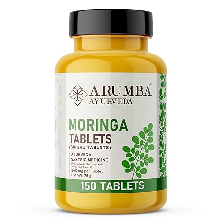 Arumba Moringa Tablets 150 Nos, Shigru Tablets, No Chemical Coating Agents, From Naturally Grown Moringa Leaves, Weight Loss Supplement (1)