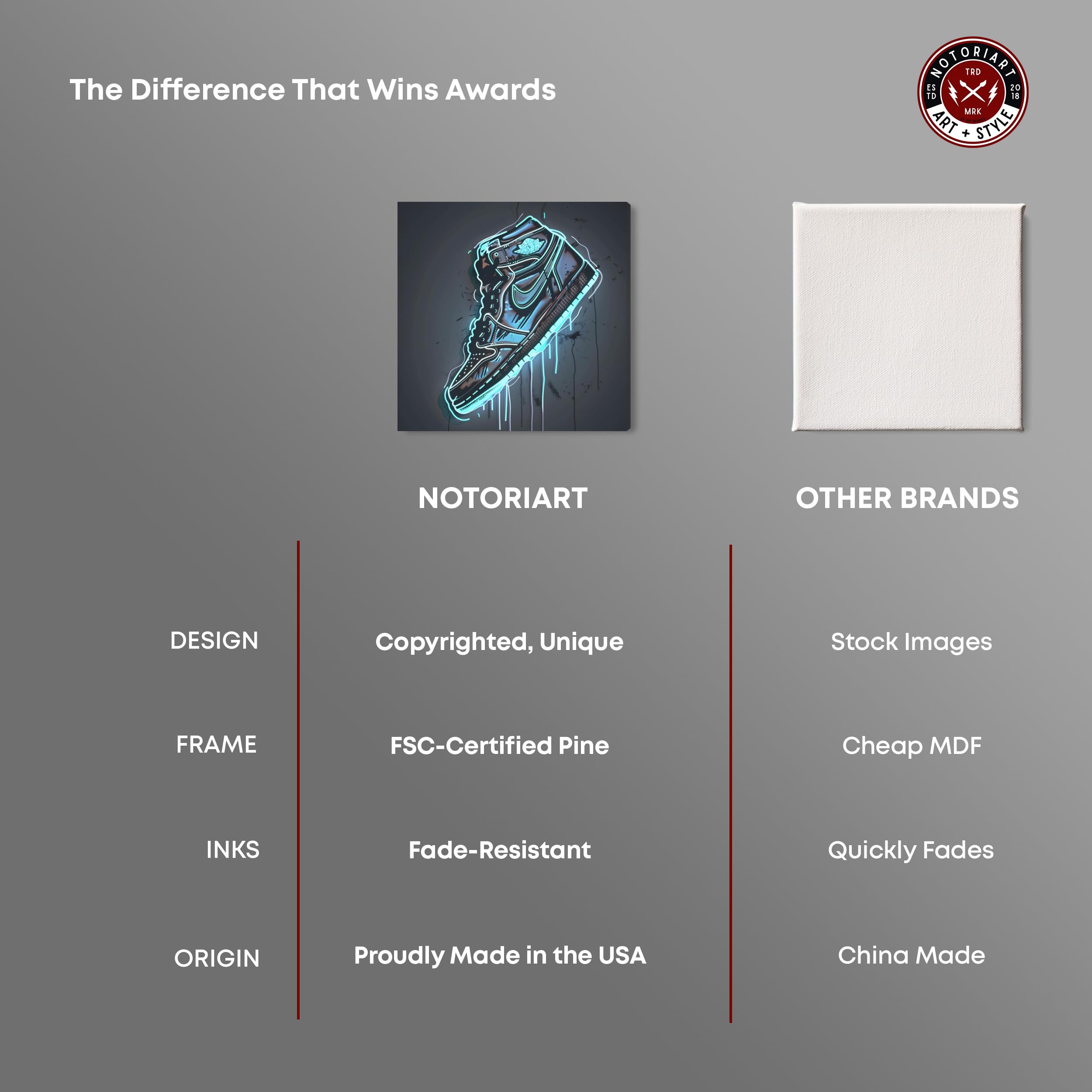 nao 海外shopgallery Amazon.com: Notoriart Blue Glow Sneaker Gallery Wrapped