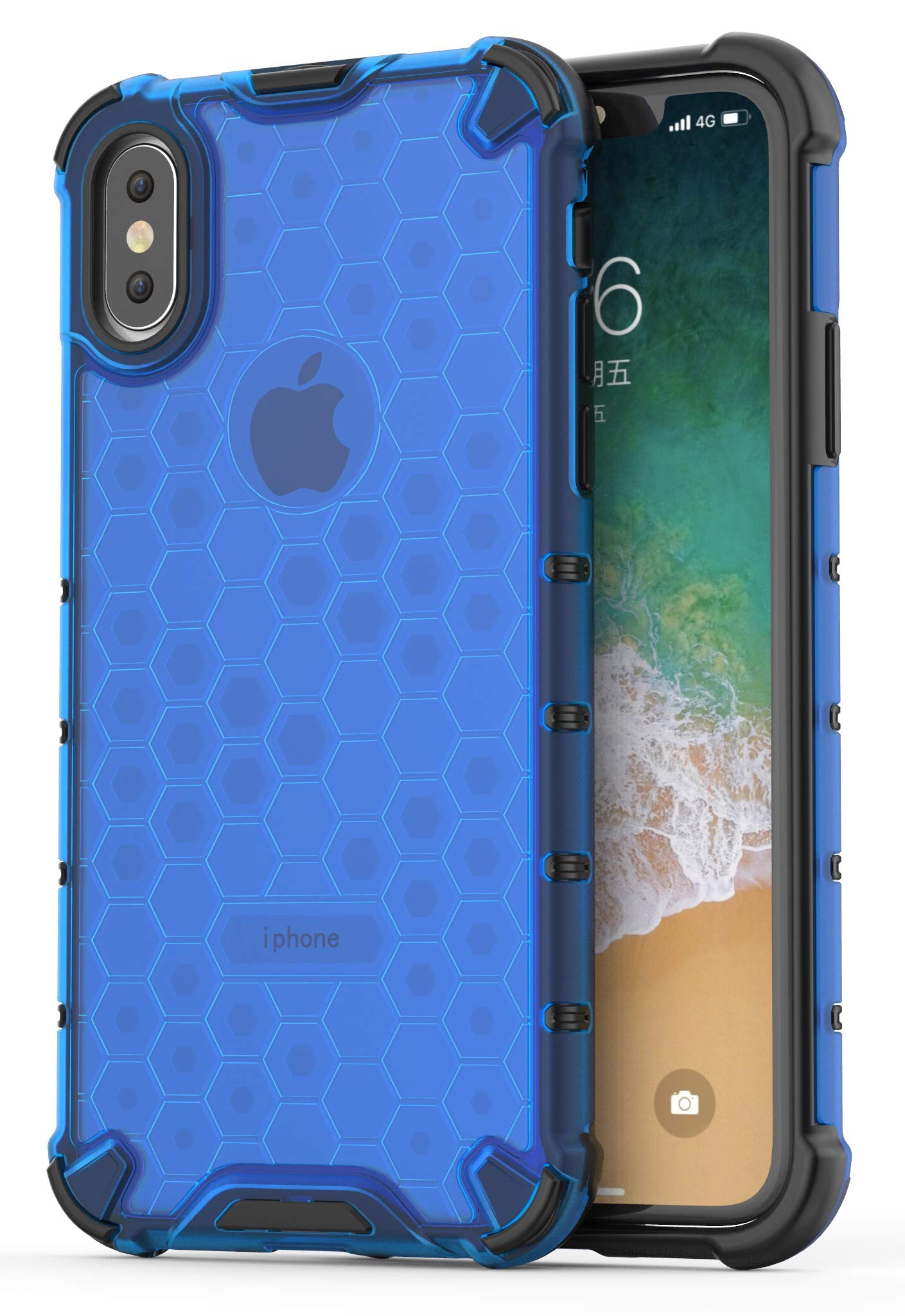 Glasgow Premium Protection Case Cover Designed for Apple iPhone X [4 Corner  Protection] with Raised Lips on The Front Blue