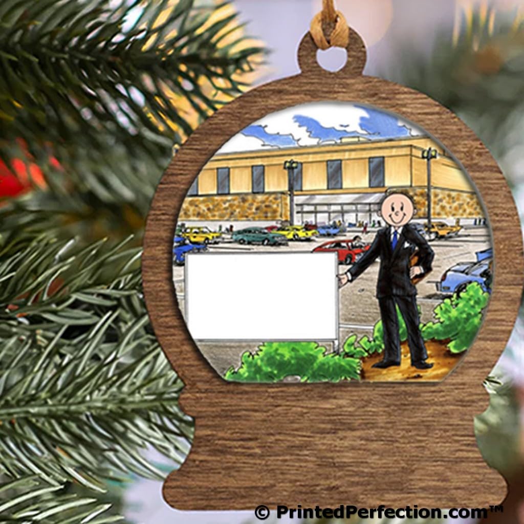 PrintedPerfection.com Personalized Mall Manager - Male Wooden Snow Globe Shaped Christmas Ornament