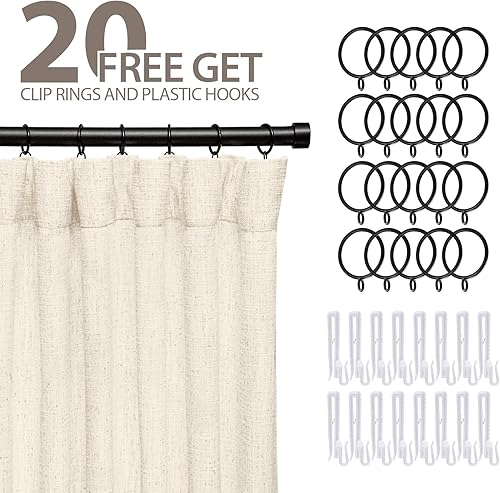 Miniatura 4 de zeerobee Cortinas de lino para sala de estardormitorio, cortinas de lino semitransparentes de 96 pulgadas de largo, juego de 2 paneles de cortinas