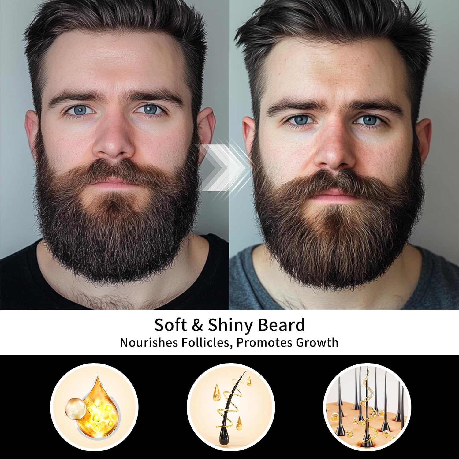 Sandalwood Beard Oil for Men - Beard Softener Moisturizer Thickener Strengthen Coarse Hair Mustache Oil with Argan Oil & Jojoba Oil Beard Conditioners & Oils Serum Care Gifts（1fl oz）