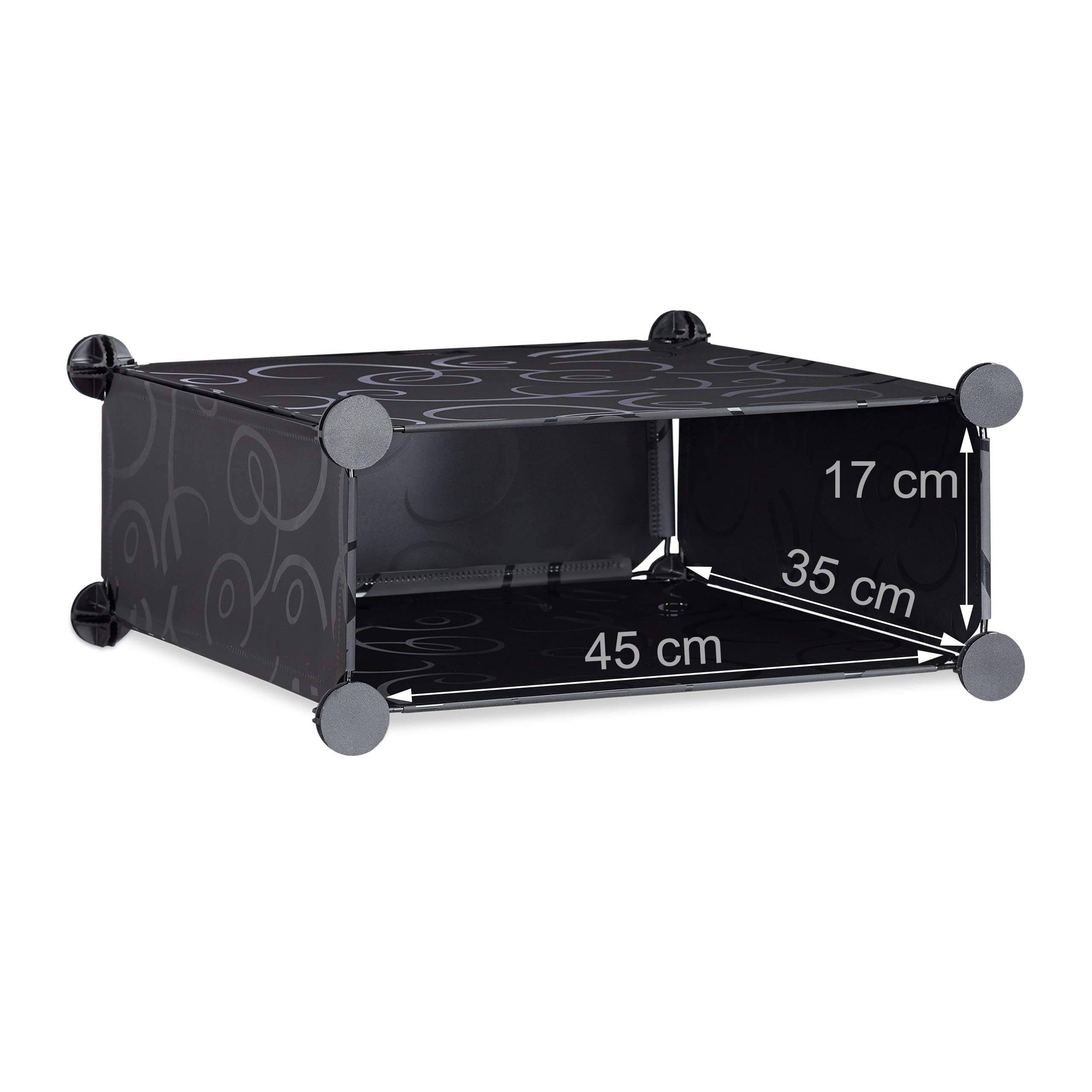 Relaxdays Scarpiera Armadio, HxLxP 90x94x37 cm, Portascarpe 10 Scomparti, Scaffale Sistema a Incastro, Plastica, Nero