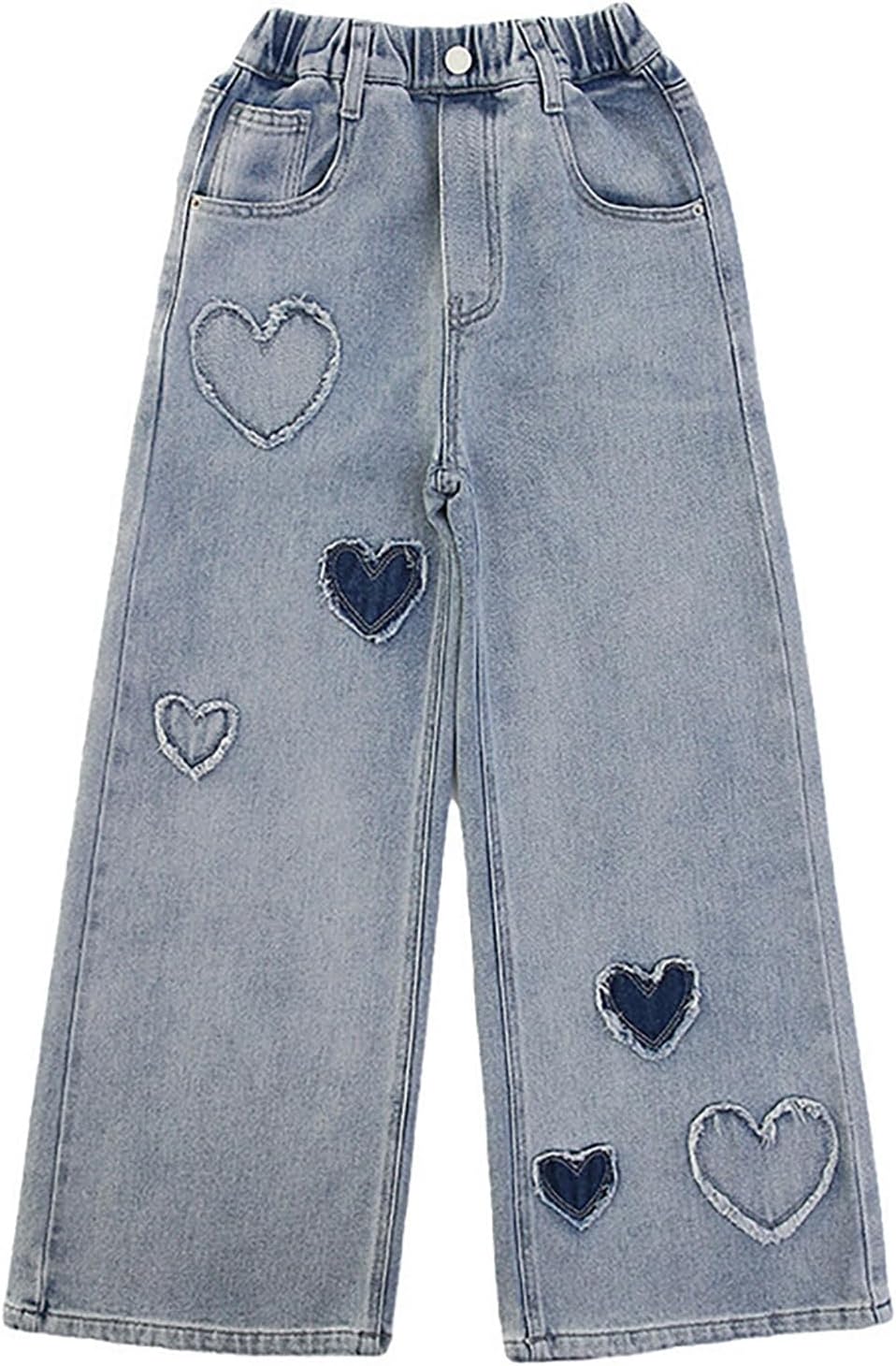 Girls' Loose Fit Jeans Leopard Print Loose Fit Denim Trousers