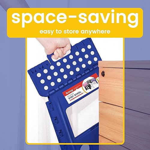 Miniatura 203 de Taburete plegable resistente de alta calidad de 13 pulgadas de altura para adultos, taburete de cocina, jardín, baño, color blanco Blanco,Bicolor