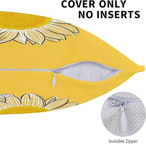 Miniatura 5 de Hello Sunshine - Fundas de almohada decorativas de verano, diseño de abeja de girasol, granja, fundas de almohada cuadradas amarillas para patio,