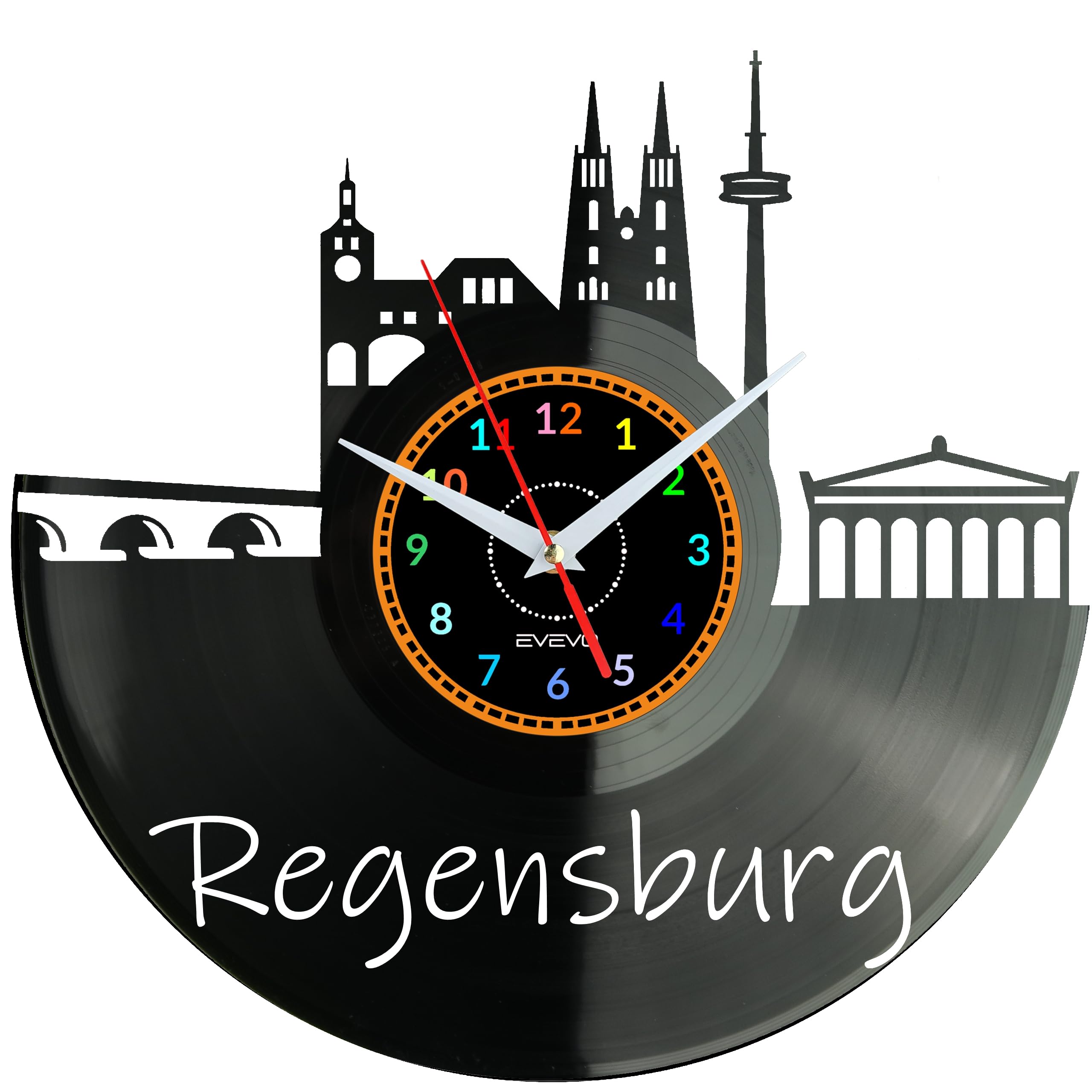 Horloge murale Regensburg en vinyle moderne pour une décoration intérieure élégante