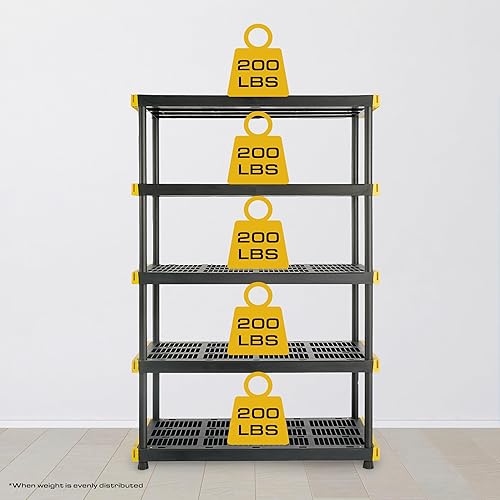 Miniatura 4 de CX Estantería de almacenamiento de plástico resistente de 5 niveles, 200 librasestante (72 pulgadas de alto x 48 pulgadas de ancho x 20 pulgadas de