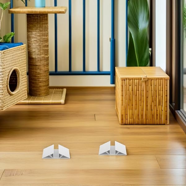 ペットゲート用補強金具 10個セット 三角形ABS素材 ホワイト 犬用ゲートの動き防止する安定サポート ペットフェンススタビライザー - 5