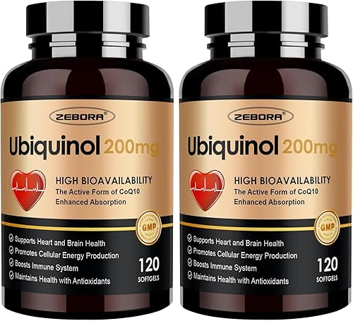 Miniatura 8 de ZEBORA Ubiquinol CoQ10 - Cápsulas blandas de 200 mg, potente antioxidante 4 en 1 para la salud cardíaca y vascular, esencial para la producción de