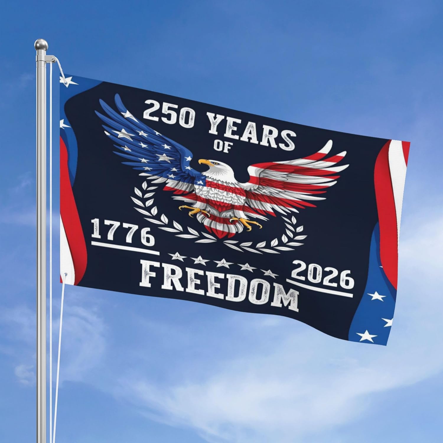 5x8 FT US 250th Anniversary 1776-2026 4th of July Flag 250 Years of Freedom Garden Flags for Outside 3-PLY Double Sided Yard Signs