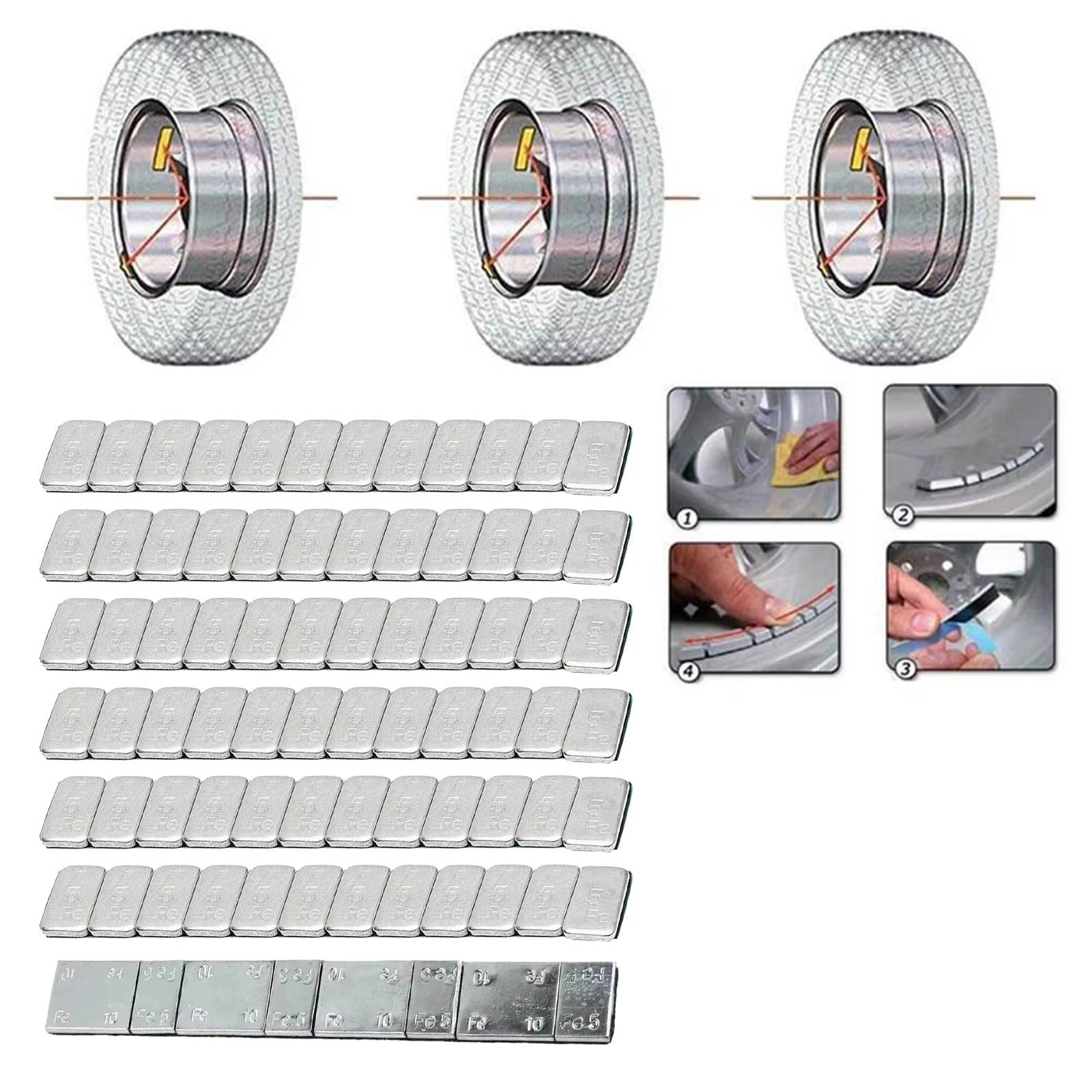 Pesi Adesivi Equilibratura,Piombi Adesivi per Equilibratura,Pesi per Ruote,Pesi Equilibratura,Pesi Adesivi Pesi,Pesi di bilanciamento per Auto,Camion,SUV e Motocicli,5-10g x 1 pc+ 5g x 6 pcs
