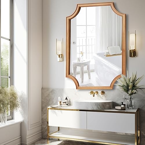 Vista 208 de WallBeyond Espejos de baño de madera para montar en la pared, espejos de pared con marco de madera rústica de 16 x 20 pulgadas, espejos de pared