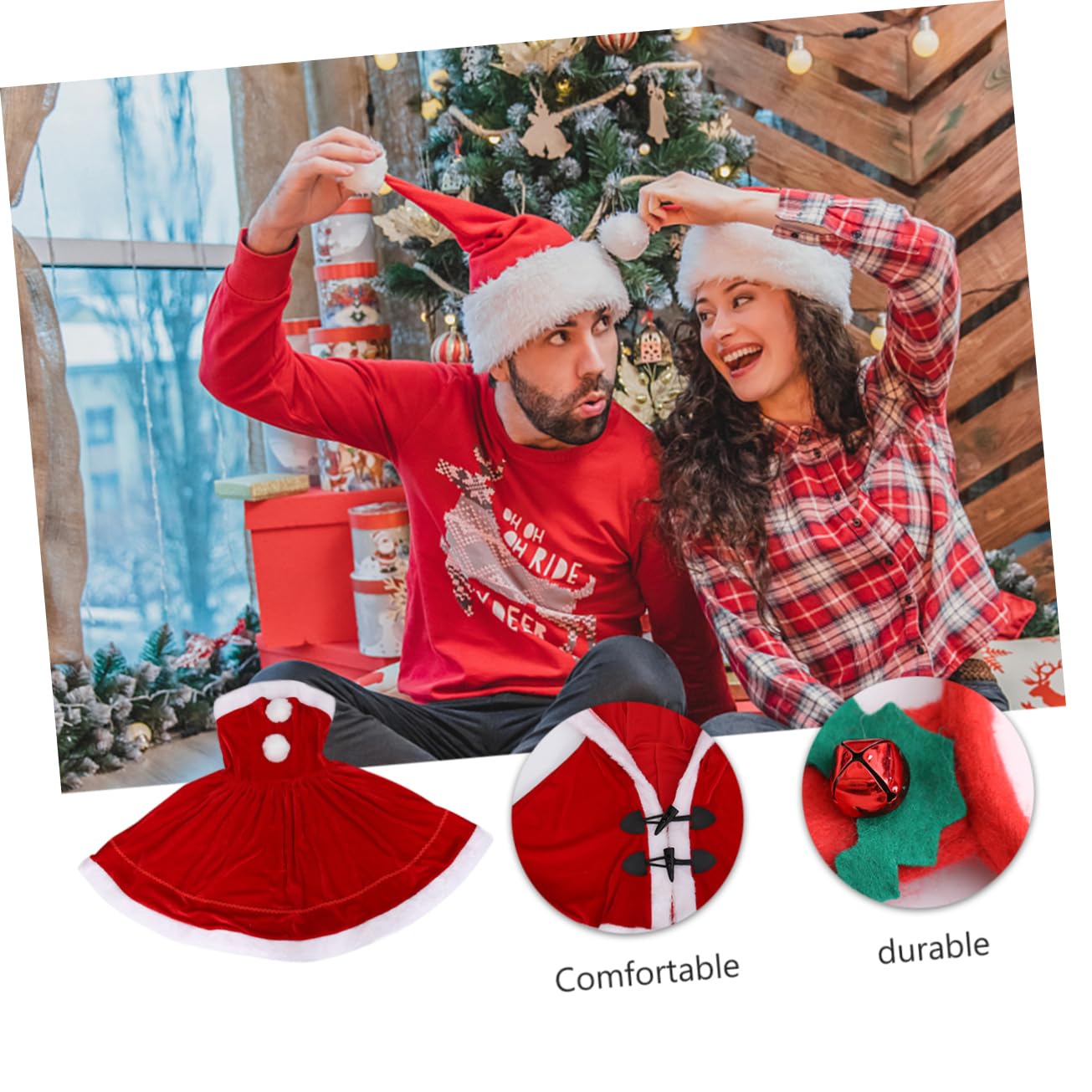 Ipetboom Disfraz de Cosplay Navideño para Fiesta Bonito Vestido de Alce Color Rojo para Espectáculos Navideños y Celebraciones de Belleza