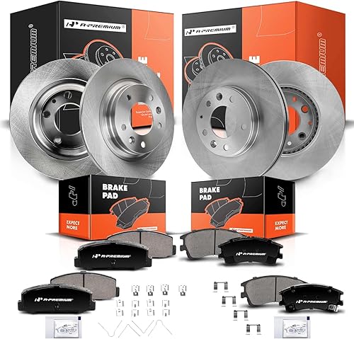 A-Premium Rotores de freno de disco sólido delanteros y traseros + pastillas de cerámica compatibles con modelos seleccionados de Mazda - 6 2003