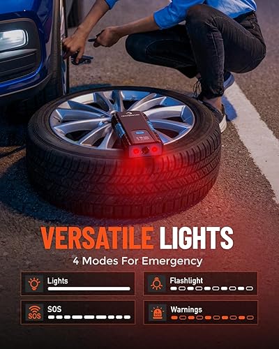 Miniatura 6 de NEVERLAND Arrancador de batería de automóvil  6000 A pico portátil de arranque (para 8.5L Gas8L Diesel), 4 modos de luces LED caja de salto segura