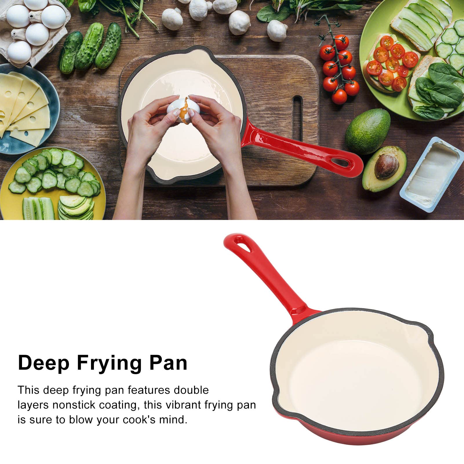 Sartén antiadherente para tortillas de hierro fundido y esmalte, sartén para tortillas de 15 cm de profundidad, apta para horno y todos los fuegos (gas, eléctrico e inducción)
