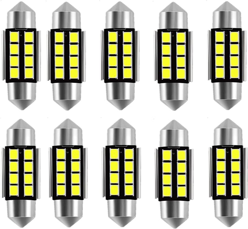 Lâmpada LED festoon WLJH 36 mm 6418 Ice Blue 12 V para luz de placa e interior – Kit com 10