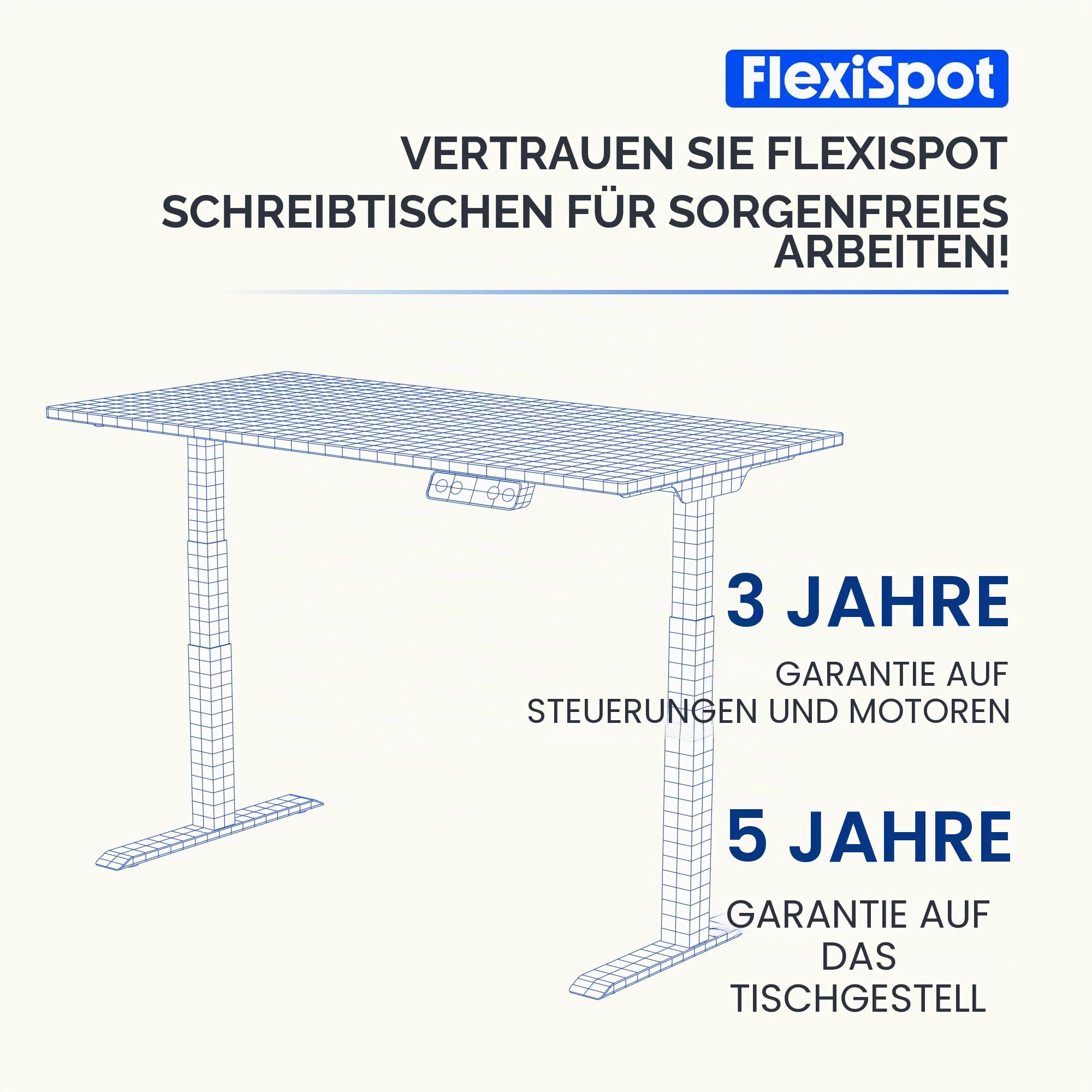 FlexiSpot Höhenverstellbarer Schreibtisch Basic 120x60cm Weiß Kabelmanagement Haken EINTEILIGER Tischplatte Ergonomischer Bürotisch