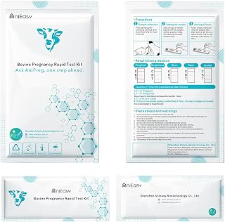[5 Pack] Cow Pregnancy Test Kit: Rapid Pregnancy Tests for Bovine/Cattle Complete kit - for Home/Small Farm Use/28 Days Post-Breeding Blood Test for Dairy Cow, Beef Cow & Herd Management