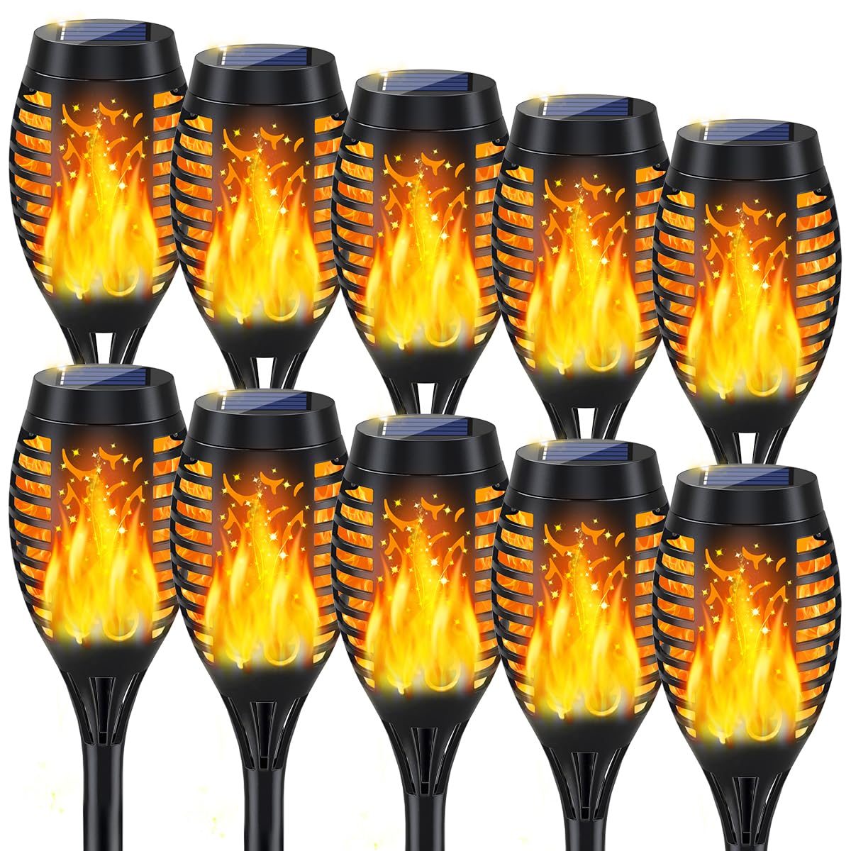 10Pack Solar Lights Outdoor Solar Torch Lights Outdoor Flickering Flame for