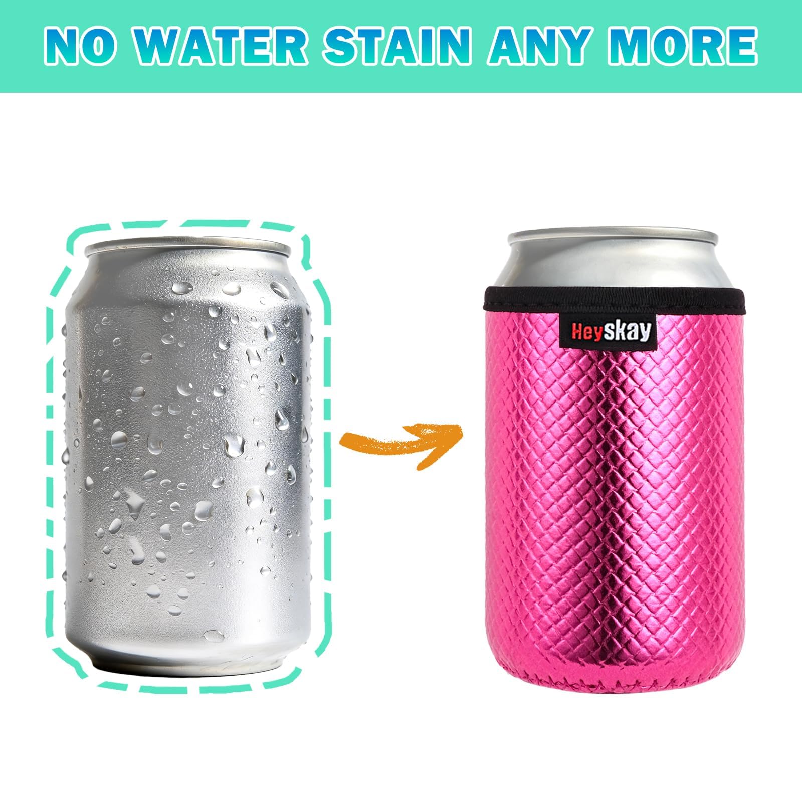 HEYSKAY Fundas para latas de 3 tamaños: 340.2 g, fundas delgadas de 12 onzas y enfriador de latas de cerveza Koozie de 16 onzas para refrescos, cerveza, agua con gas, agua con gas, garra blanca