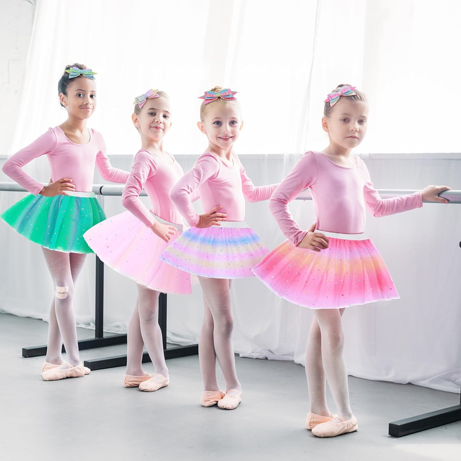 18 Pcs Toddler Girls Tutu Dresses 3 Layers Princess Tutu Dresses and 4 Pack Rainbow Tutu Skirt