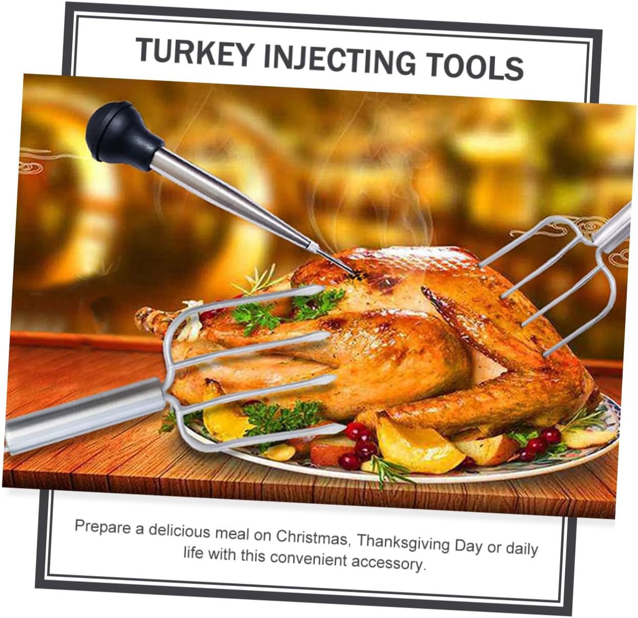 Practical Meat Marinade Injector Kitchen Food Injector for Turkey Chicken Steak Barbecue Cooking Ergonomic Design Easy to Clean and Dishwasher Safe