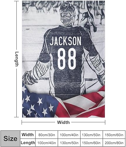 Miniatura 2 de Mantas personalizadas de hockey sobre hielo con número de nombre, regalo para fanáticos de Hoceky para adultos y niños, manta deportiva de franela