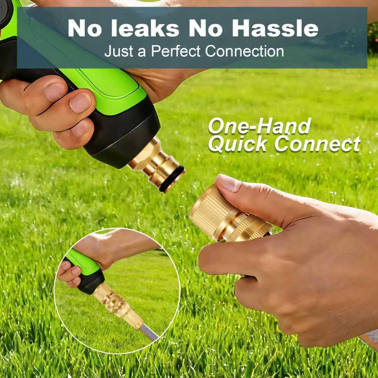 Garden Hose Quick Connect, Solid Brass 3/4 Inch GHT Leak-Proof Connectors, Heavy Duty Male & Female Quick Connect Hose Fittings, Easy Connect Water for Sprinkler & Pressure Washer (2 Pack)