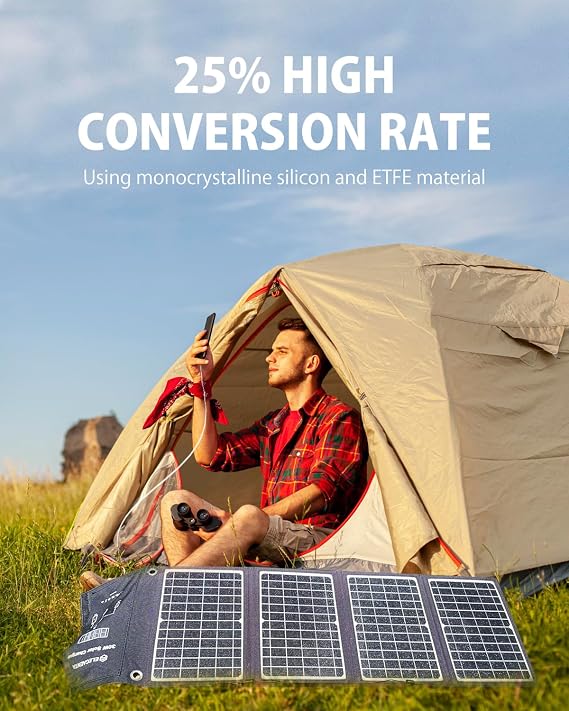 ELECAENTA 30W Portable Solar Panel, 18W USB C, QC3.0 &USB A, 25% Conversion