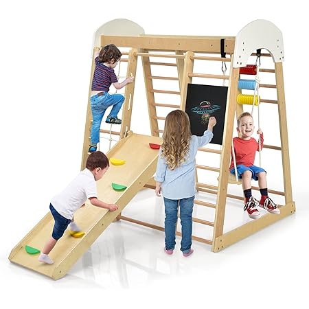 Klettergerüst Indoor Für Kinder - Mit Rutsche, Kletterwand & Netz