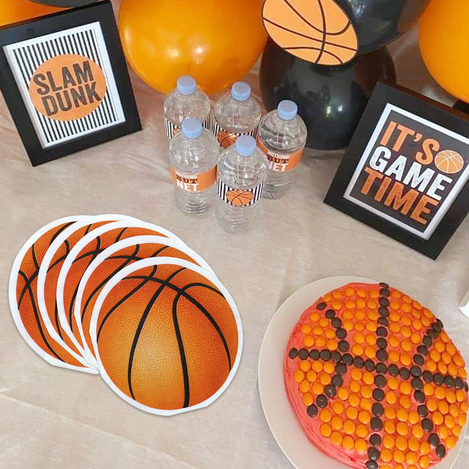 100 tovaglioli di carta a forma di pallacanestro, per feste sportive, baby shower, feste di compleanno