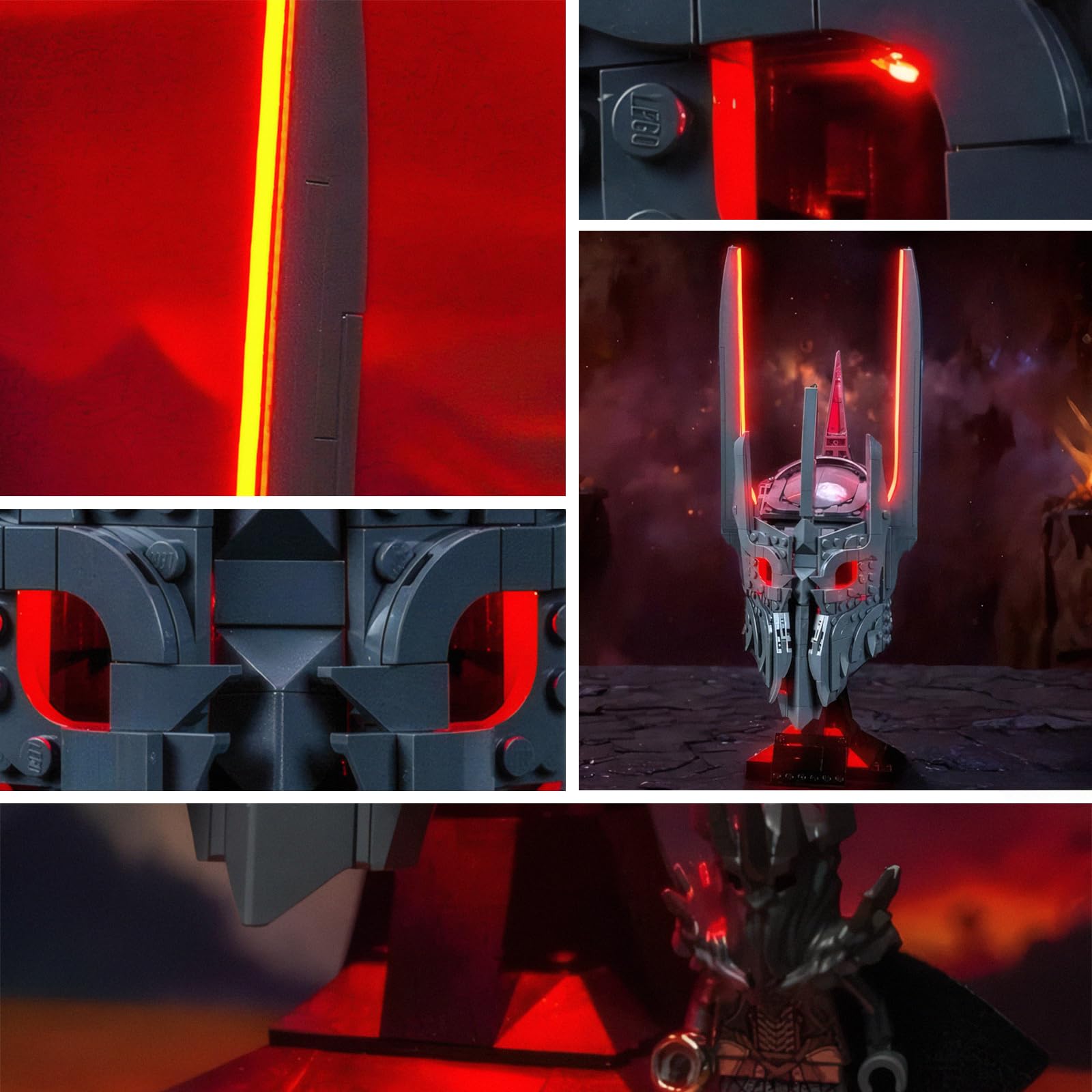 Kit d'Éclairage LED pour Lego 11373 The Lord of The Rings: Sauron's Helmet – Alimenté USB Effet Lumineux Brillant, Luminaires DIY sans Soudure Facile à Installer (Modèle Non Inclus)
