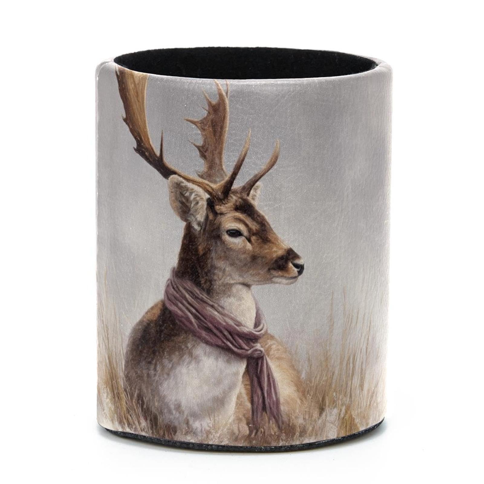 VAPOKF Round Pencil Holders for Desk, Deer Pen Holders Pen Pot Makeup Brushes Storage Desktop Stationery Supplies Organiser for Home Office