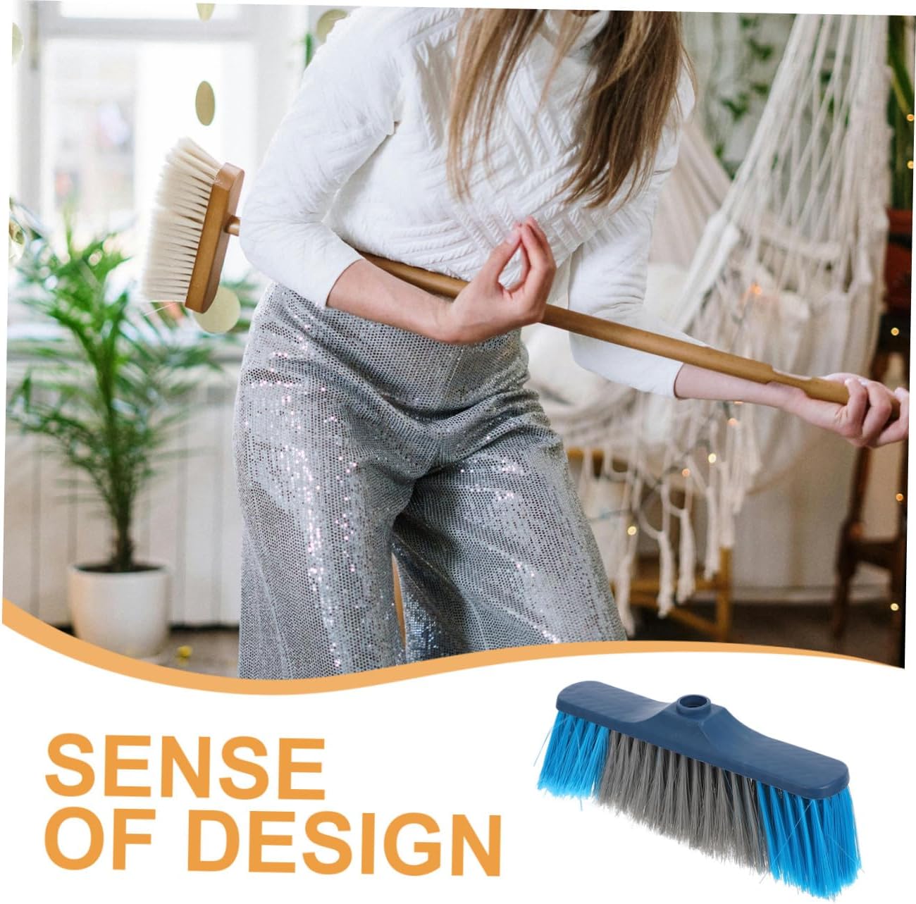 CHILDWEET Indoor Broom Head Replacement Soft Bristle Floor Brush Compatible with Broom Handles for Kitchen and Home Cleaning Durable Design for Indoor Outdoor Use